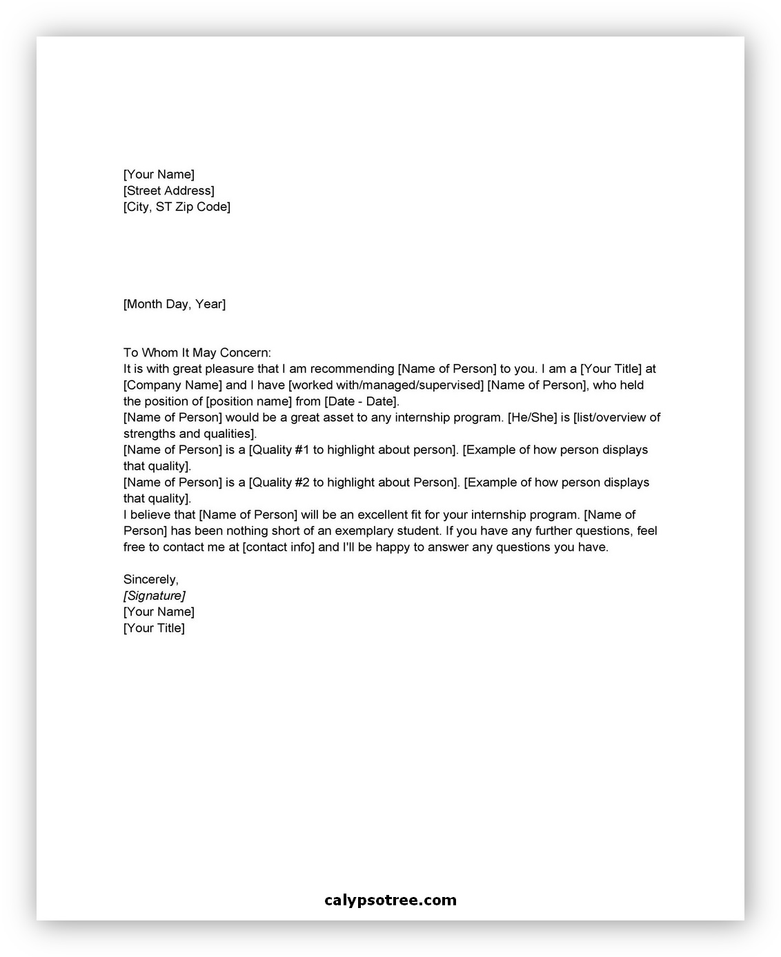 Letter of Recommendation Format 05