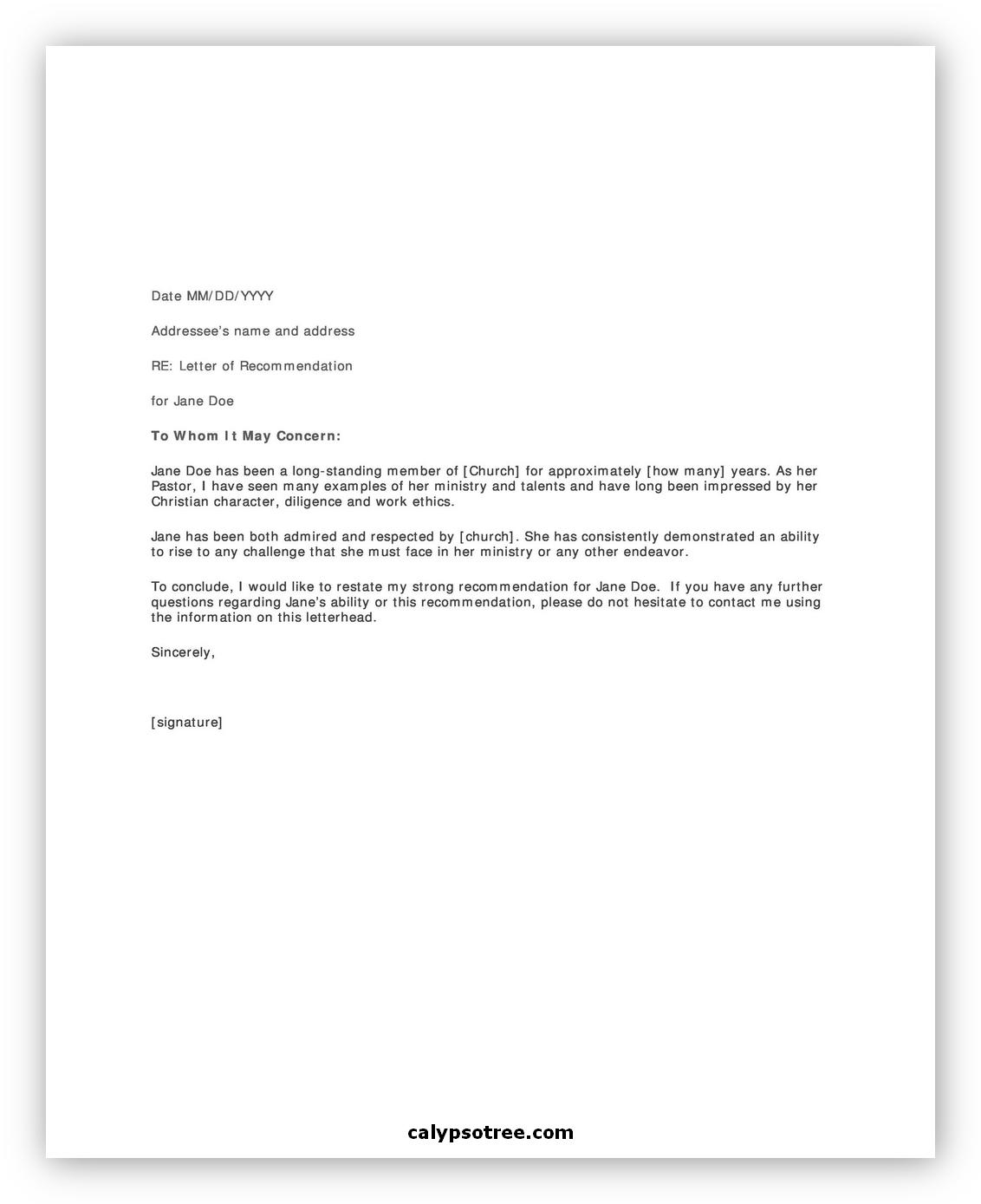 Letter of Recommendation Format 07