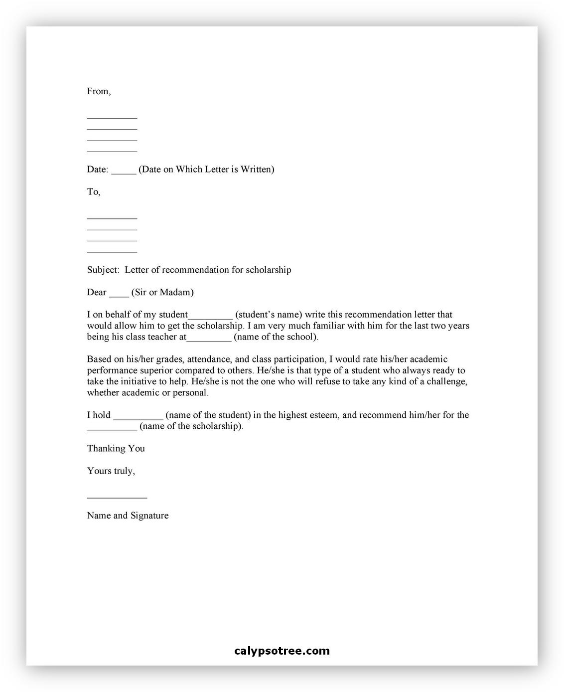 Letter of Recommendation Format 08