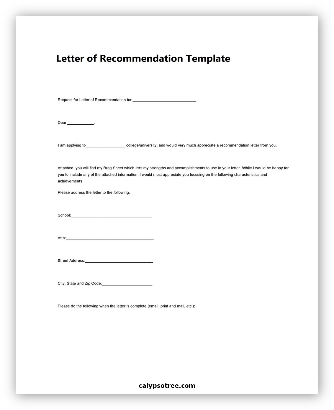 Letter of Recommendation Template 02