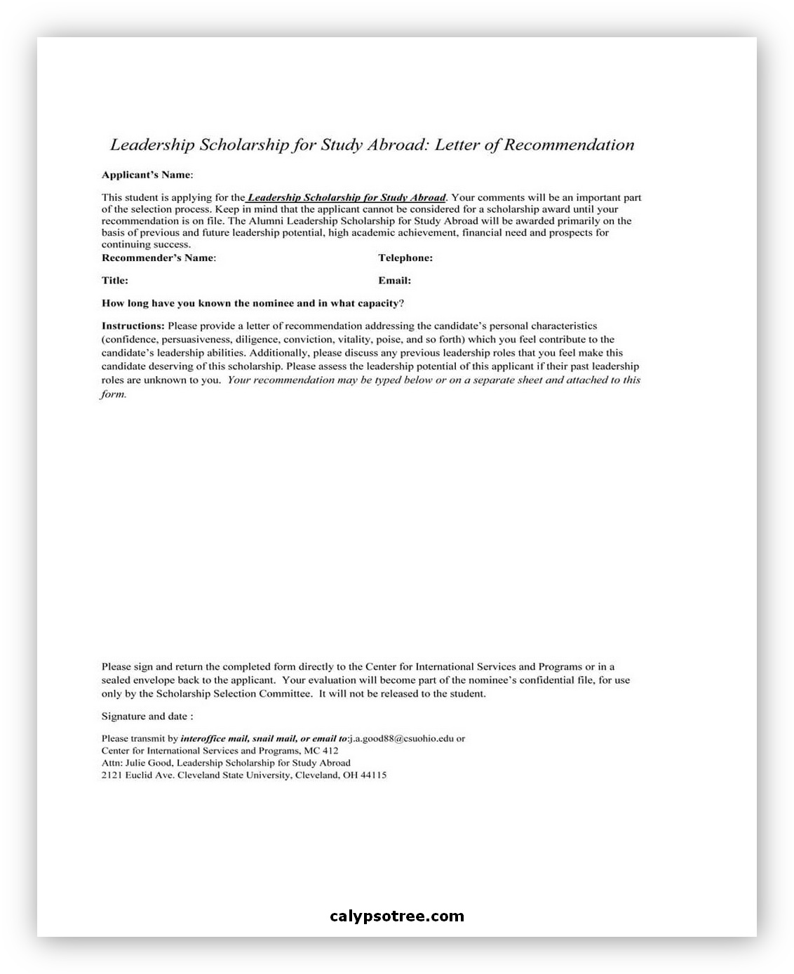 Letter of Recommendation for Scholarship 07