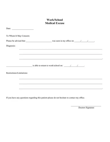 Doctors note template for school 08