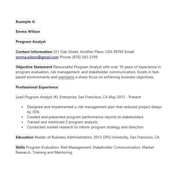 Program Analyst Resume Examples 04