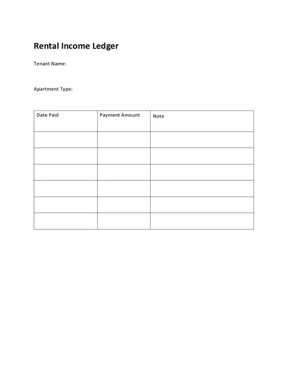 Rental Income Ledger Template