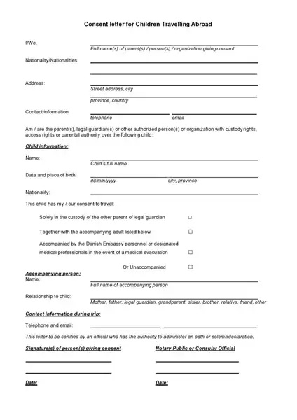 child travel consent form example 09