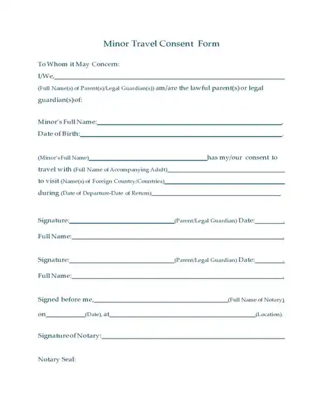child travel consent form example 10