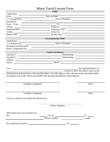 child travel consent form example 13