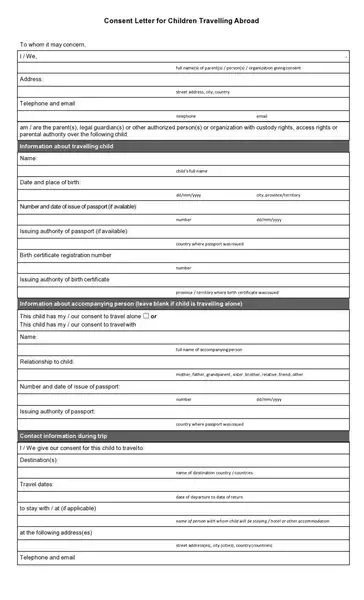child travel consent form example 14