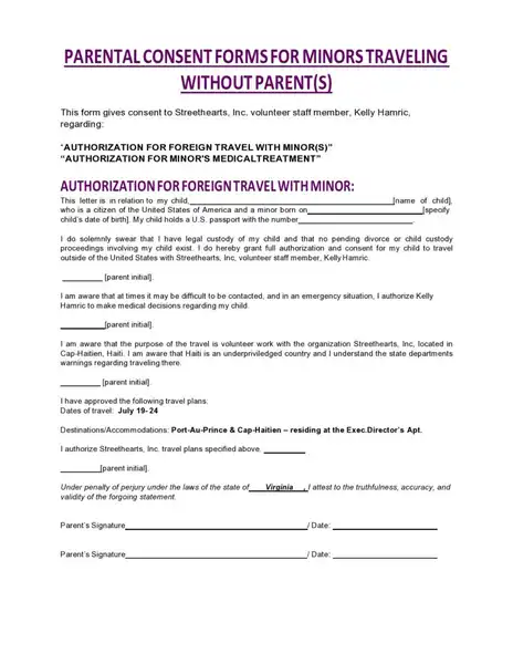 child travel consent form example 16