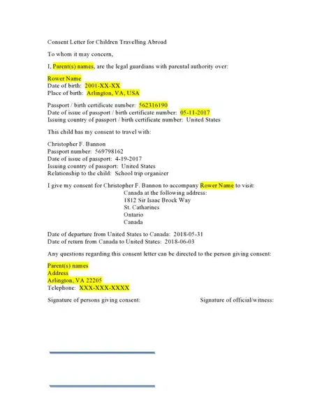 child travel consent form example 18