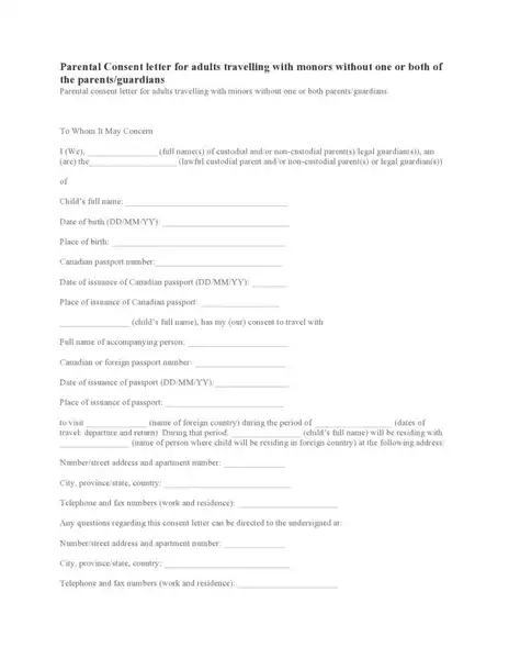 child travel consent form example 20