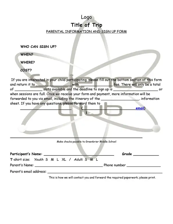 examples of permission slips 07