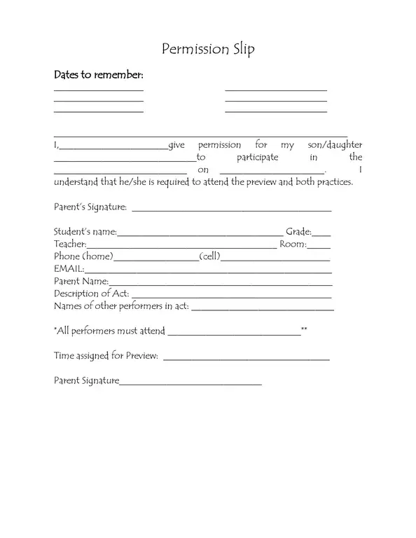 examples of permission slips 09
