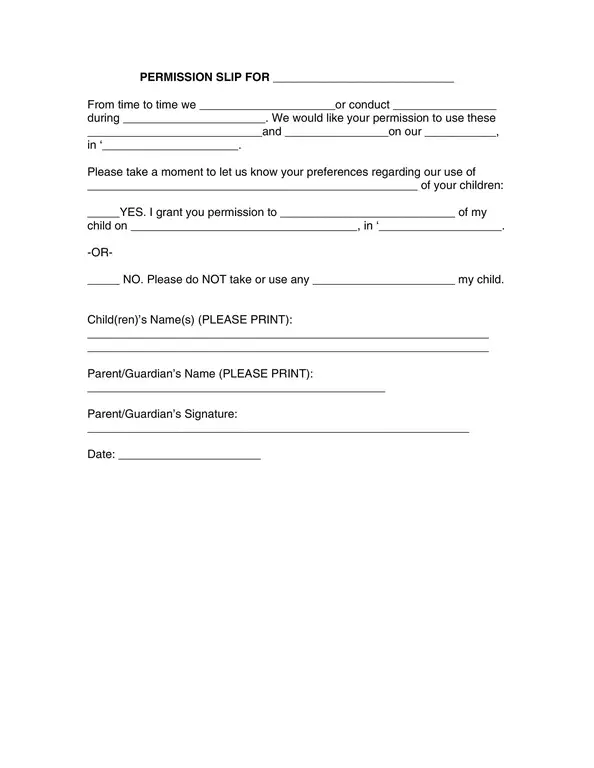 examples of permission slips 15