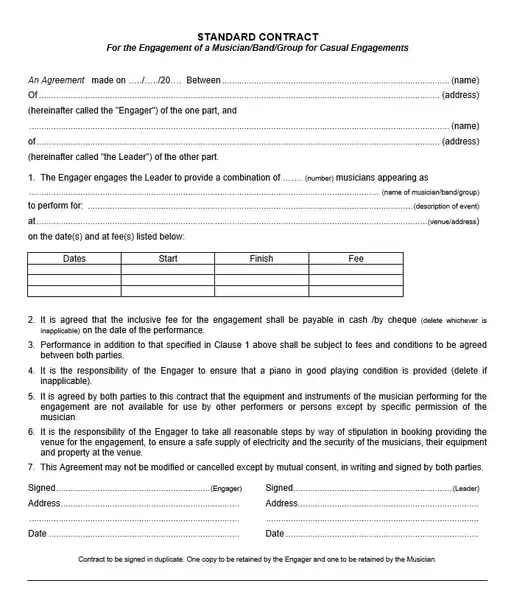 Band LLC Operating Agreement Template 07