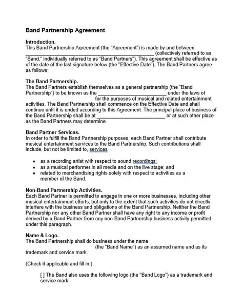 Band LLC Operating Agreement Template 08