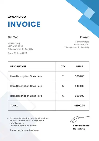 Garage Door Invoice Template 03