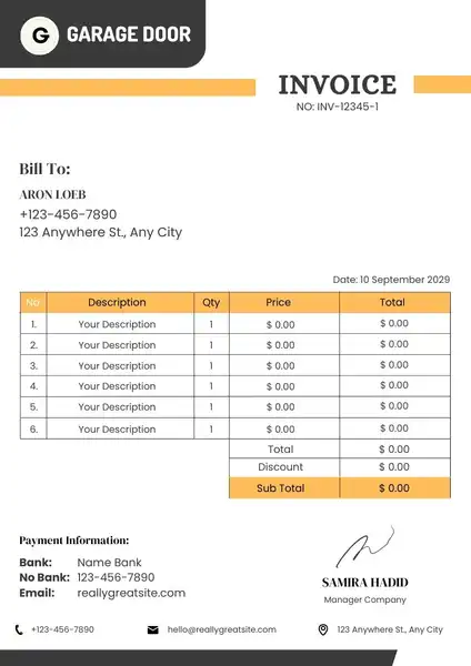 Garage Door Invoice Template 04