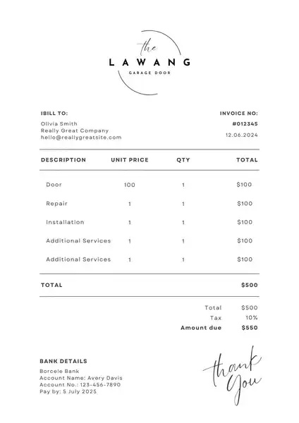 Garage Door Invoice Template 05