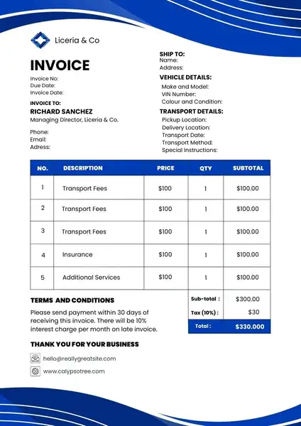 auto transport invoice template 02