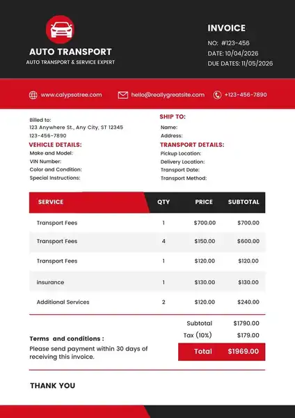 auto transport invoice template 06