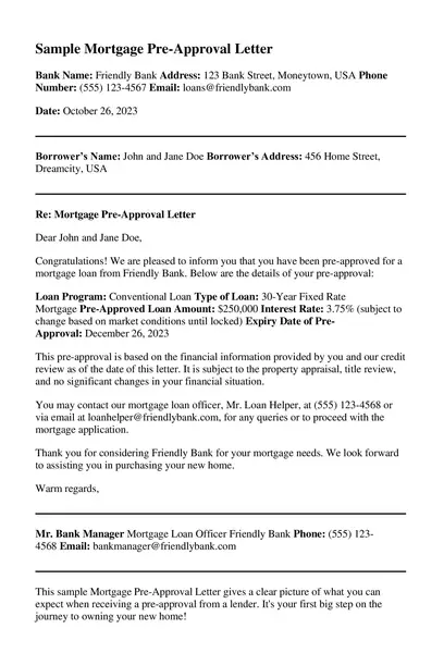 Mortgage Pre Approval Letter Example 06
