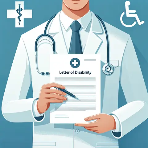 What should be included in the letter of disability from doctor 