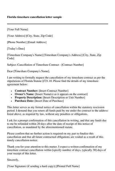 Timeshare Cancellation Letter Example 02