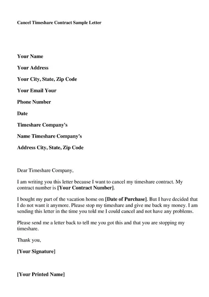 Timeshare Cancellation Letter Example 08