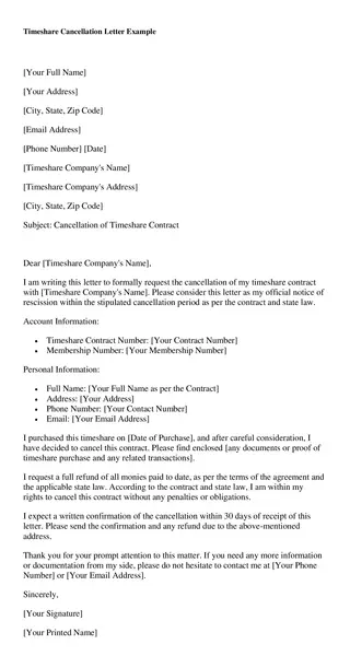 Timeshare Cancellation Letter Example 09