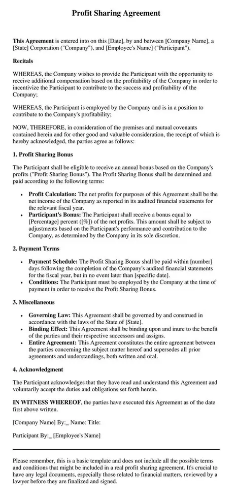 profit sharing agreement example 01