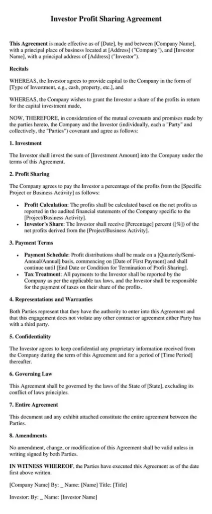 profit sharing agreement example 02