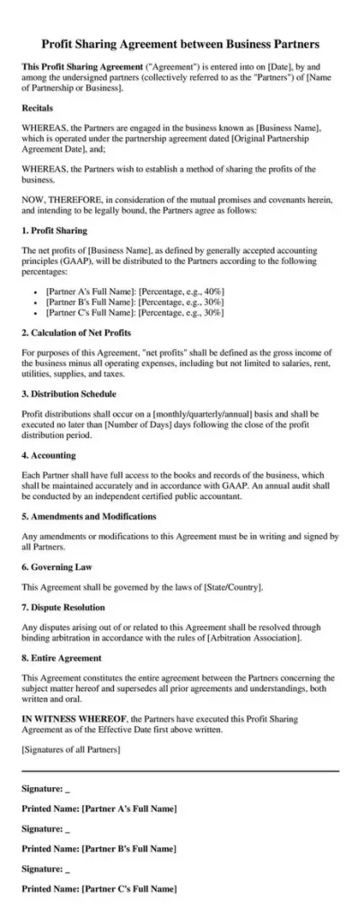 profit sharing agreement example 05