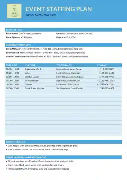 Event Staffing Plan Template TemplateLab.com