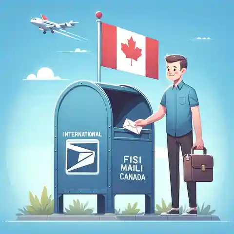 How Much Postage Letter to Canada From USA Sending a letter to Canada A cheerful person dropping a letter into a traditional mailbox, with a clear sky in the background