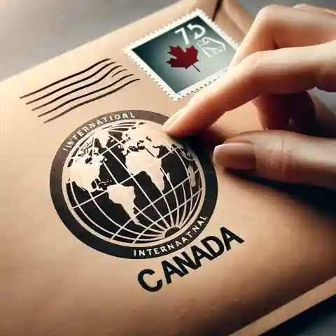 How Much Postage Letter to Canada From USA Sending a letter to Canada A close up view of an international stamp on the top right corner of an envelope