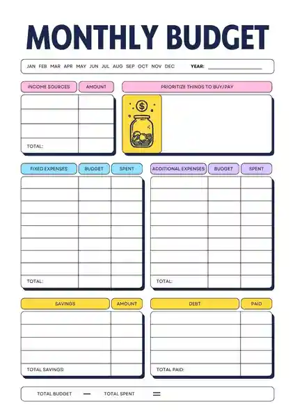 Printable Monthly Budget Template Excel Free