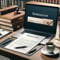 A professional and clean image about simple demotion letter templates shows an organized desk with legal document