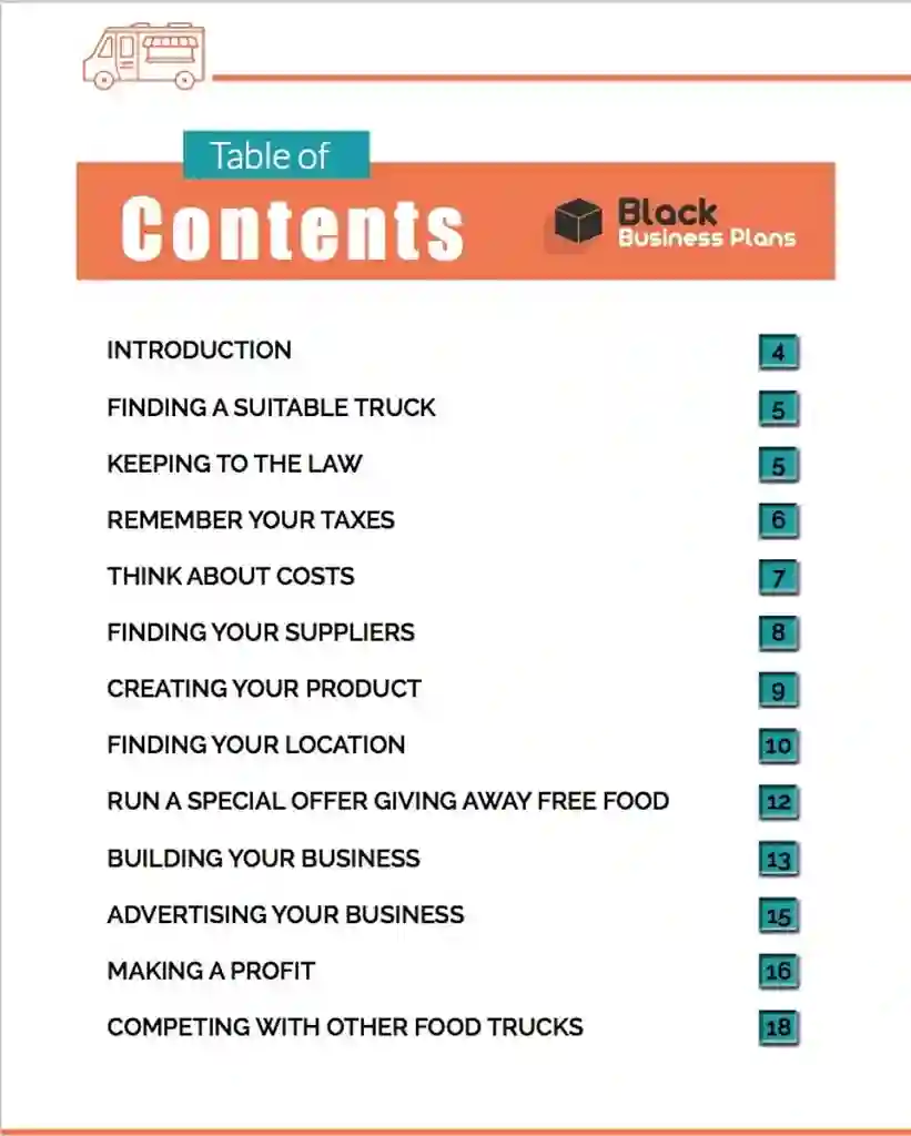 Basic Food Truck Business Plan Example