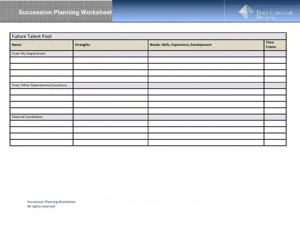 Examples of Succession Planning Templates 09