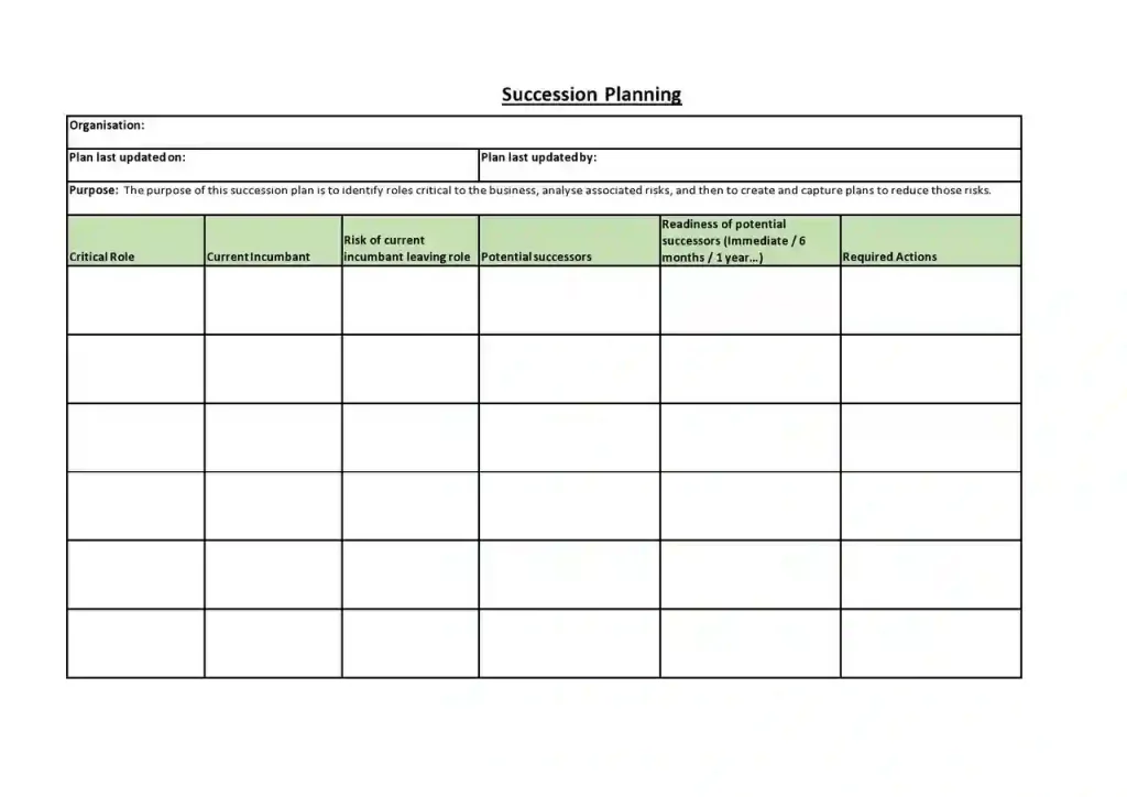 Examples of Succession Planning Templates 24