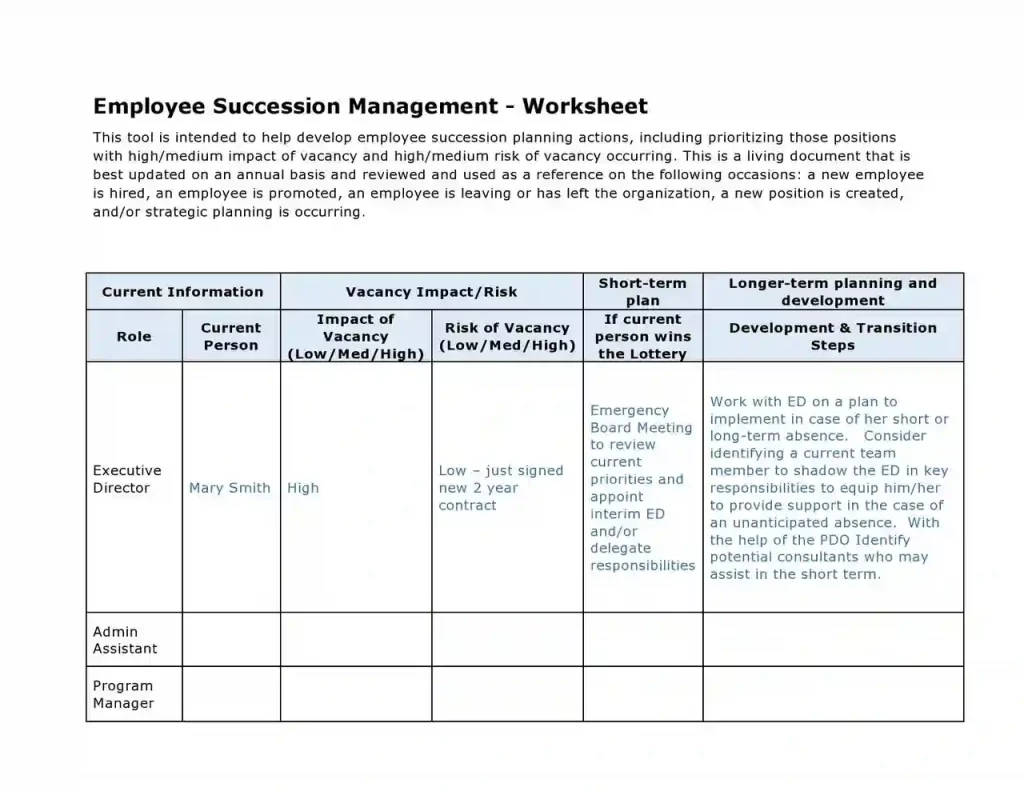 Examples of Succession Planning Templates 32