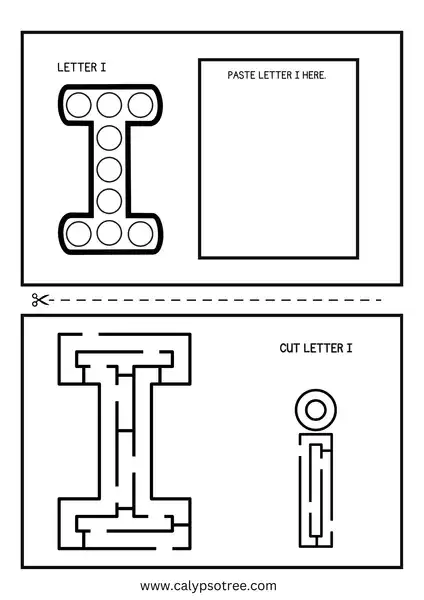 Free Letter I Worksheets Cut and Paste 04