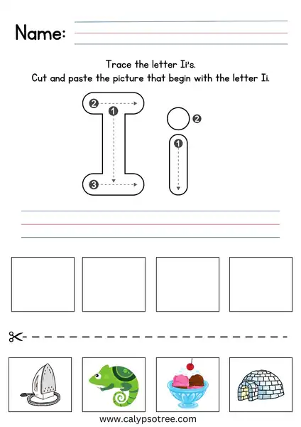 Free Letter I Worksheets Cut and Paste 05