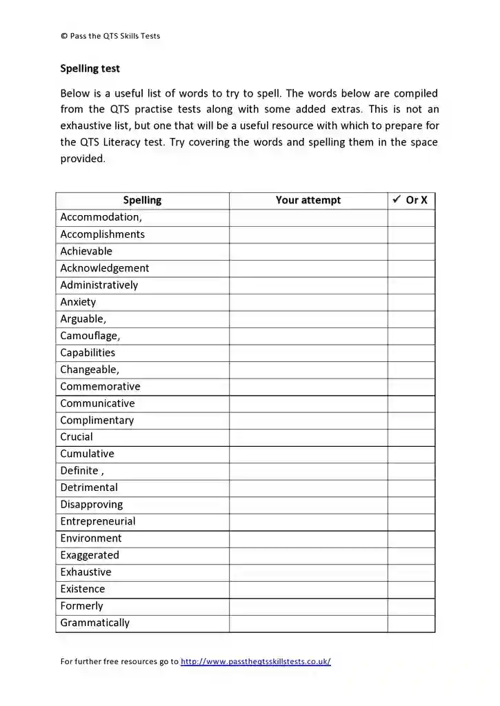 Free Printable Blank Spelling Test Templates 04 Free Printable Blank Spelling Test Templates 04