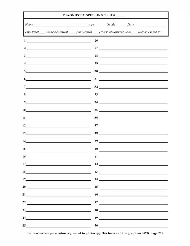 Free Printable Blank Spelling Test Templates 12