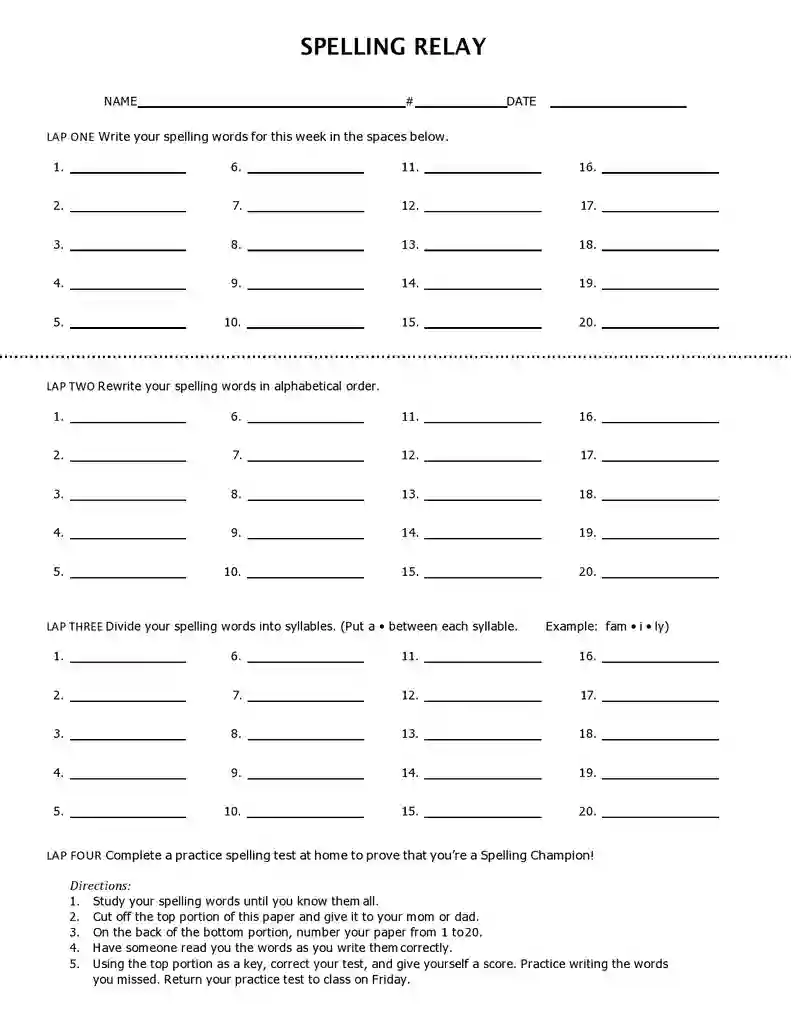 Free Printable Blank Spelling Test Templates 14