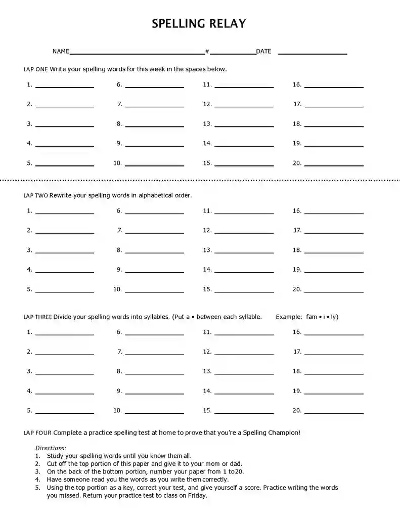 Free Printable Blank Spelling Test Templates 14 Free Printable Blank Spelling Test Templates 14