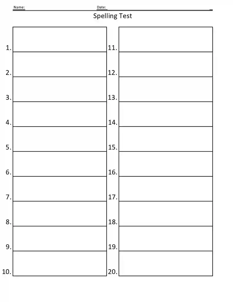 Free Printable Blank Spelling Test Templates 17