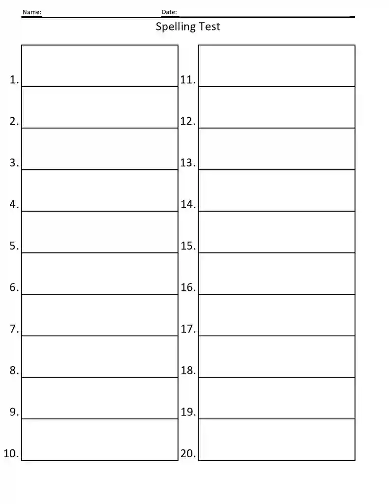 Free Printable Blank Spelling Test Templates 17 Free Printable Blank Spelling Test Templates 17